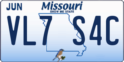 MO license plate VL7S4C