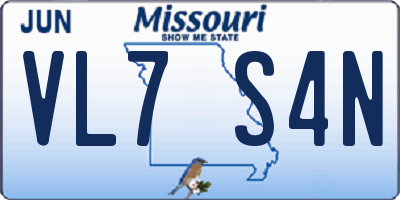MO license plate VL7S4N