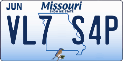 MO license plate VL7S4P
