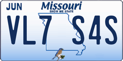 MO license plate VL7S4S