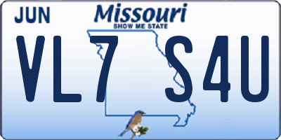 MO license plate VL7S4U