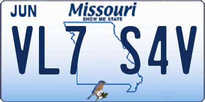 MO license plate VL7S4V