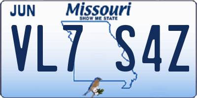 MO license plate VL7S4Z
