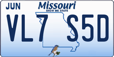 MO license plate VL7S5D