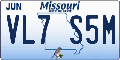 MO license plate VL7S5M