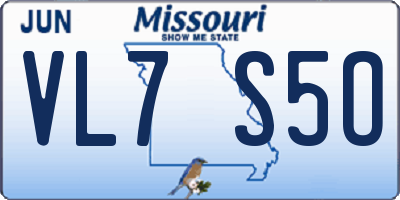 MO license plate VL7S5O