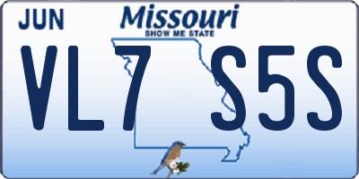 MO license plate VL7S5S