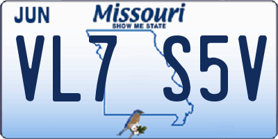 MO license plate VL7S5V