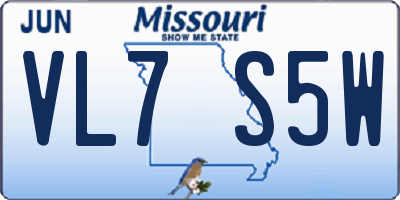 MO license plate VL7S5W