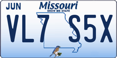 MO license plate VL7S5X