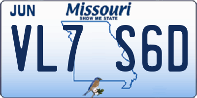 MO license plate VL7S6D