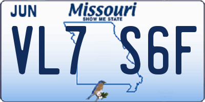 MO license plate VL7S6F
