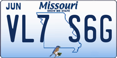 MO license plate VL7S6G
