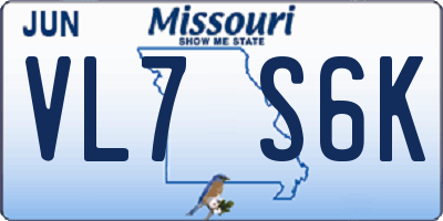 MO license plate VL7S6K