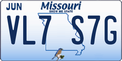 MO license plate VL7S7G