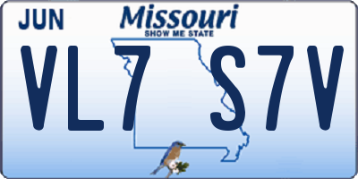 MO license plate VL7S7V