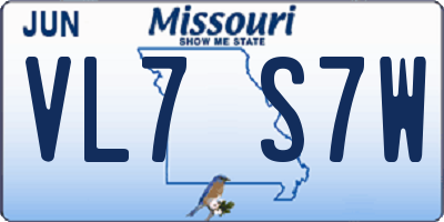 MO license plate VL7S7W