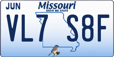 MO license plate VL7S8F