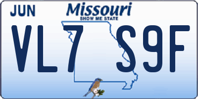 MO license plate VL7S9F