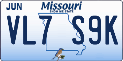 MO license plate VL7S9K
