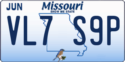 MO license plate VL7S9P