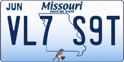 MO license plate VL7S9T