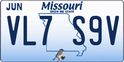 MO license plate VL7S9V
