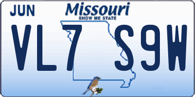 MO license plate VL7S9W