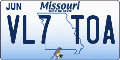 MO license plate VL7T0A