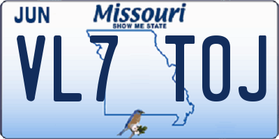 MO license plate VL7T0J