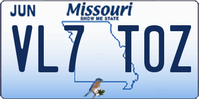 MO license plate VL7T0Z