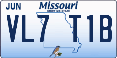 MO license plate VL7T1B