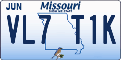 MO license plate VL7T1K