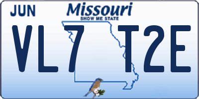MO license plate VL7T2E
