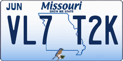 MO license plate VL7T2K