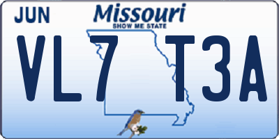 MO license plate VL7T3A
