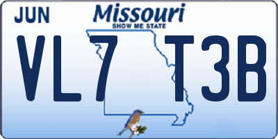 MO license plate VL7T3B