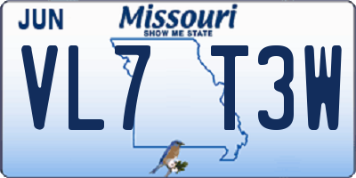 MO license plate VL7T3W