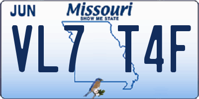 MO license plate VL7T4F