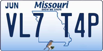 MO license plate VL7T4P