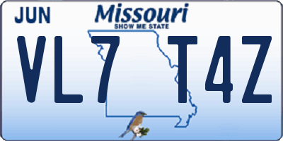 MO license plate VL7T4Z