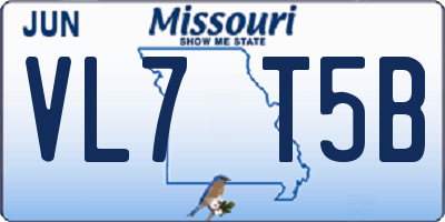 MO license plate VL7T5B