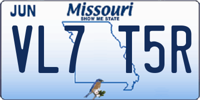 MO license plate VL7T5R