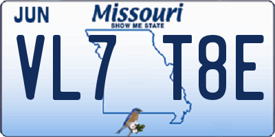 MO license plate VL7T8E