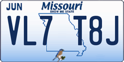 MO license plate VL7T8J