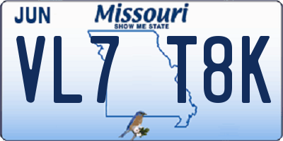 MO license plate VL7T8K
