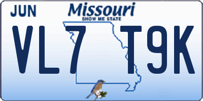 MO license plate VL7T9K