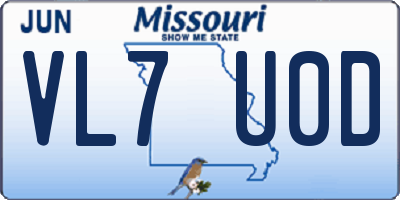 MO license plate VL7U0D