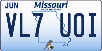MO license plate VL7U0I