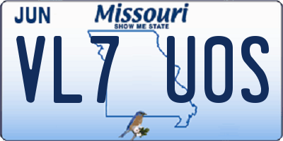 MO license plate VL7U0S